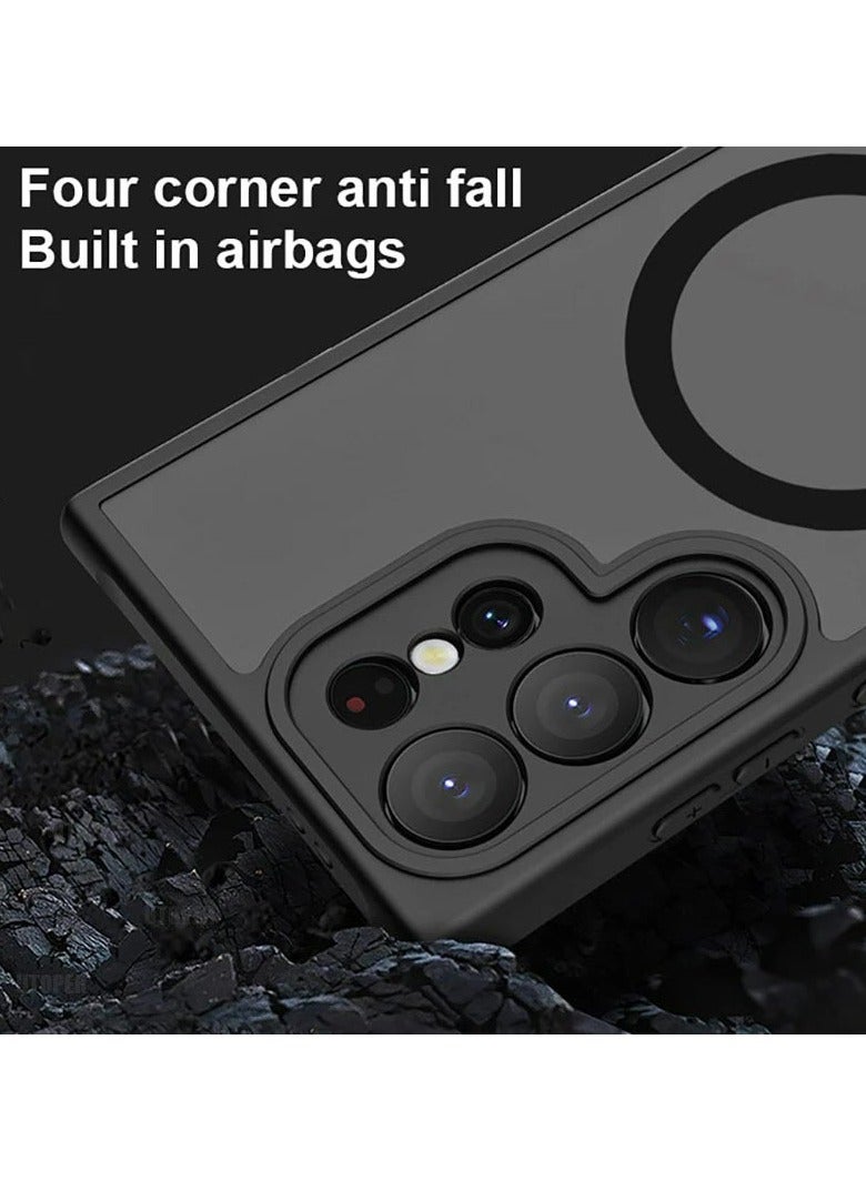 for Samsung S25 Ultra Case, Compatible with MagSafe, Magnetic Translucent Matte Back Shockproof Cover with Strong Magnet, Slim Thin Full Protection Phone Case for Galaxy S25 Ultra 5G (Black) - Image 4