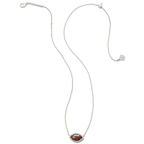 Kendra Scott Football Short Pendant Necklace in Orange Goldstone, Rhodium-Plated Brass, Fashion Jewelry for Women - Image 2