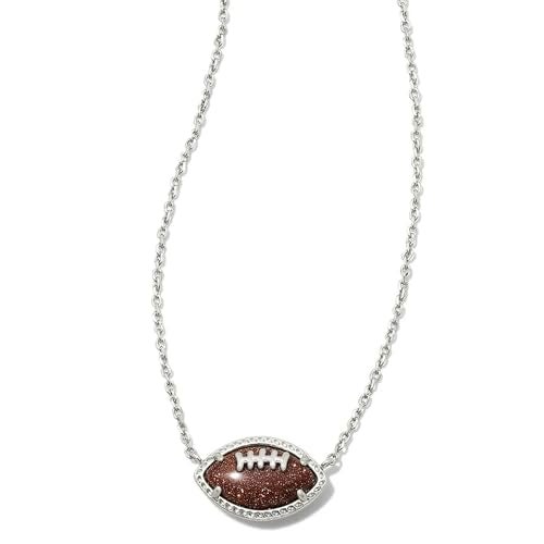 Kendra Scott Football Short Pendant Necklace in Orange Goldstone, Rhodium-Plated Brass, Fashion Jewelry for Women - Image 1