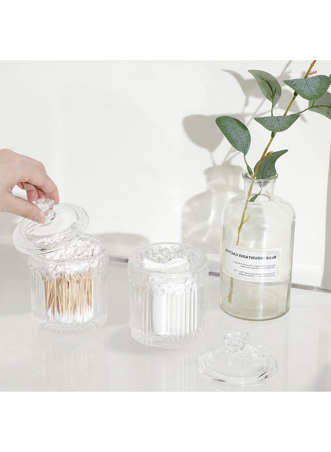 rejomiik 2 Pack Qtip Holder Glass Apothecary Jars with Lids Bathroom Accessories Vanity Organizers and Makeup Storage Canister for Cotton Swabs, Balls, Pads, Floss Picks, Candy, Clear - Image 4