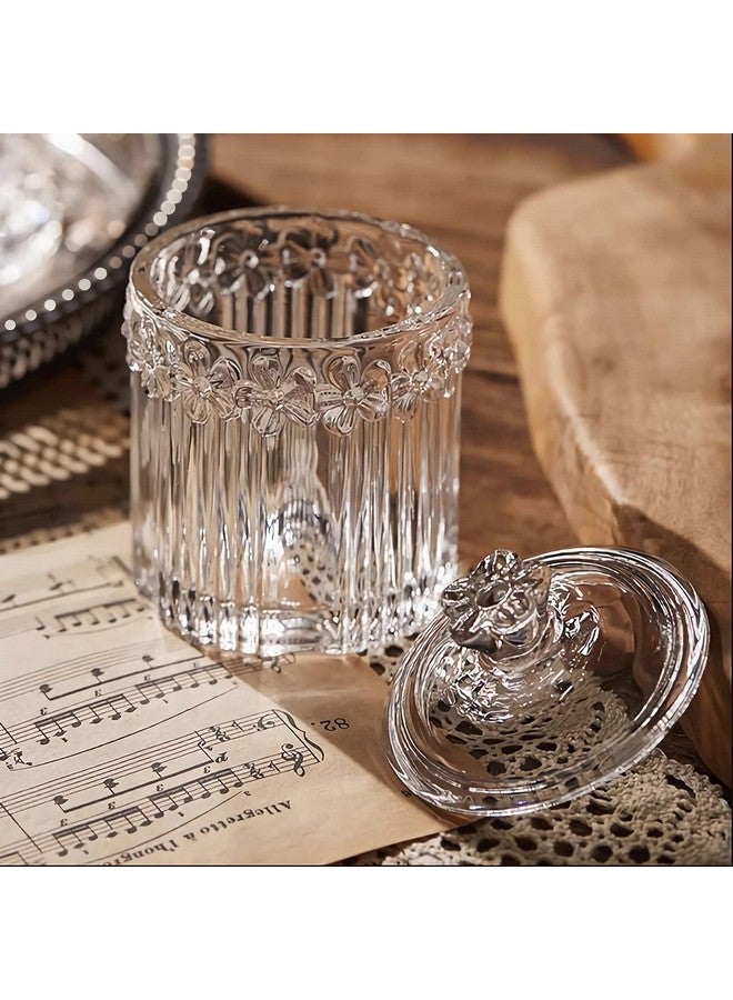 rejomiik 2 Pack Qtip Holder Glass Apothecary Jars with Lids Bathroom Accessories Vanity Organizers and Makeup Storage Canister for Cotton Swabs, Balls, Pads, Floss Picks, Candy, Clear - Image 5