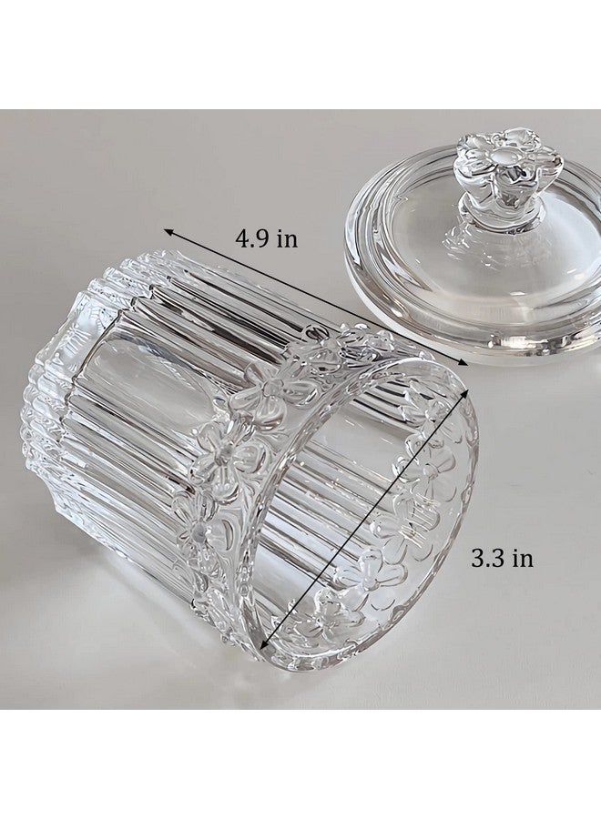 rejomiik 2 Pack Qtip Holder Glass Apothecary Jars with Lids Bathroom Accessories Vanity Organizers and Makeup Storage Canister for Cotton Swabs, Balls, Pads, Floss Picks, Candy, Clear - Image 3
