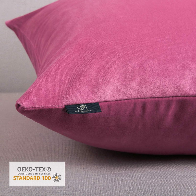 Phantoscope Pack of 2 Velvet Decorative Throw Decorative Pillow Cover Soft Solid Square Cushion Case for Couch Pink 24 x 24 inches 60 x 60 cm - Image 3