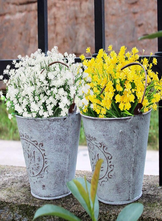 ArtBloom 8 Bundles Outdoor Artificial Fake Flowers UV Resistant Shrubs Plants, Faux Plastic Greenery for Indoor Outside Hanging Plants Garden Porch Window Box Home Wedding Farmhouse Decor (White) - Image 3