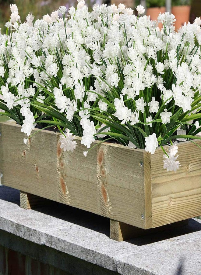 ArtBloom 8 Bundles Outdoor Artificial Fake Flowers UV Resistant Shrubs Plants, Faux Plastic Greenery for Indoor Outside Hanging Plants Garden Porch Window Box Home Wedding Farmhouse Decor (White) - Image 2