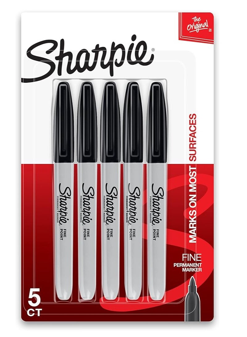 Sharpie 5-Piece Fine Tip Permanent Markers Set Black - Image 1