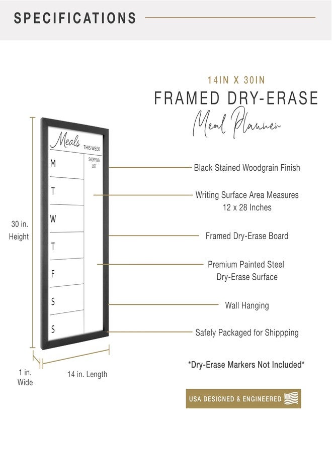 MCS 14 x 30 in. Home Command Center Meal Planner Dry Erase Board, Black - Image 3