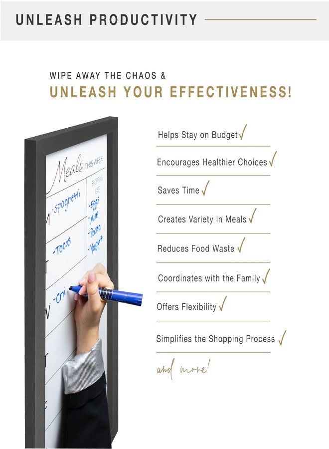 MCS 14 x 30 in. Home Command Center Meal Planner Dry Erase Board, Black - Image 5