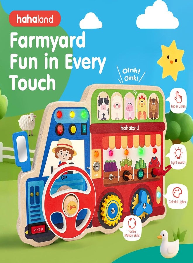 hahaland Montessori Busy Board for Toddlers 3-5, 18-in-1 Wooden Sensory Activity Board with LED Lights & Switches, Educational Montessori Toy for Fine Motor Skills, Kids - Image 4