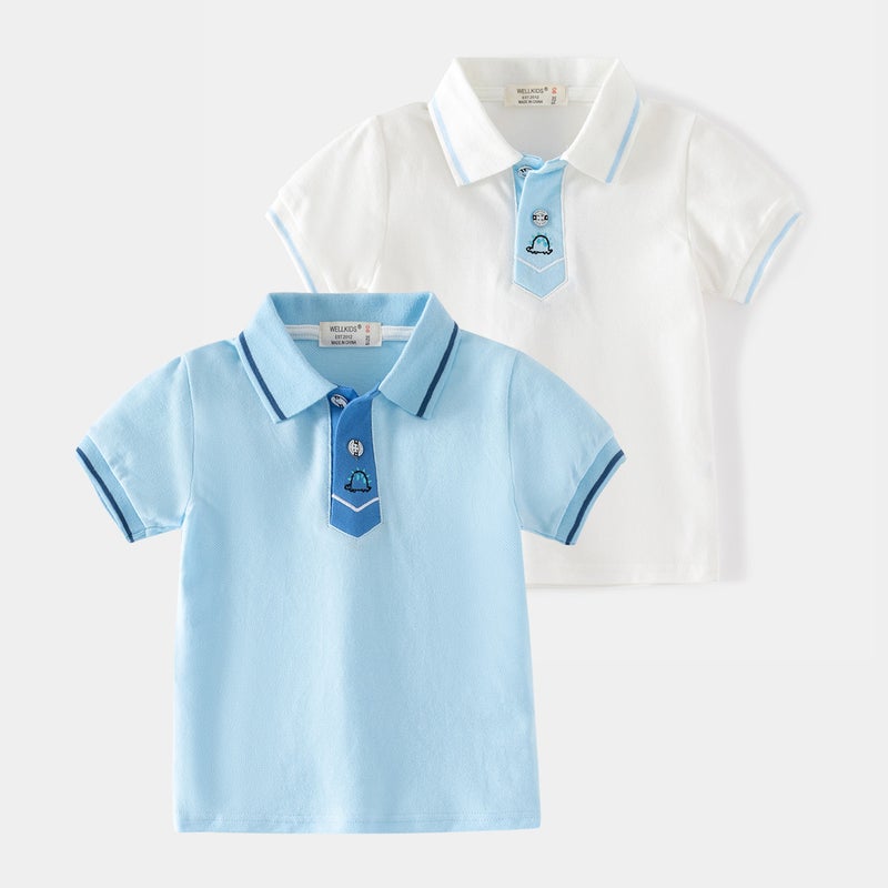 Boys' Casual Style Summer Fashionable Outdoor Polo Shirt Indoor And Outdoor Sports Sweat-Absorbent Polo Shirt For Boys - Image 2