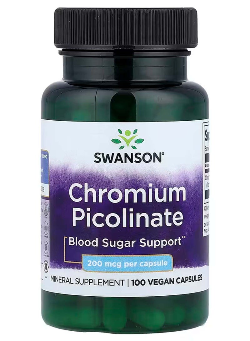سوانسون بيكولينات الكروم، 200 مكجم، 100 كبسولة نباتية - Image 1