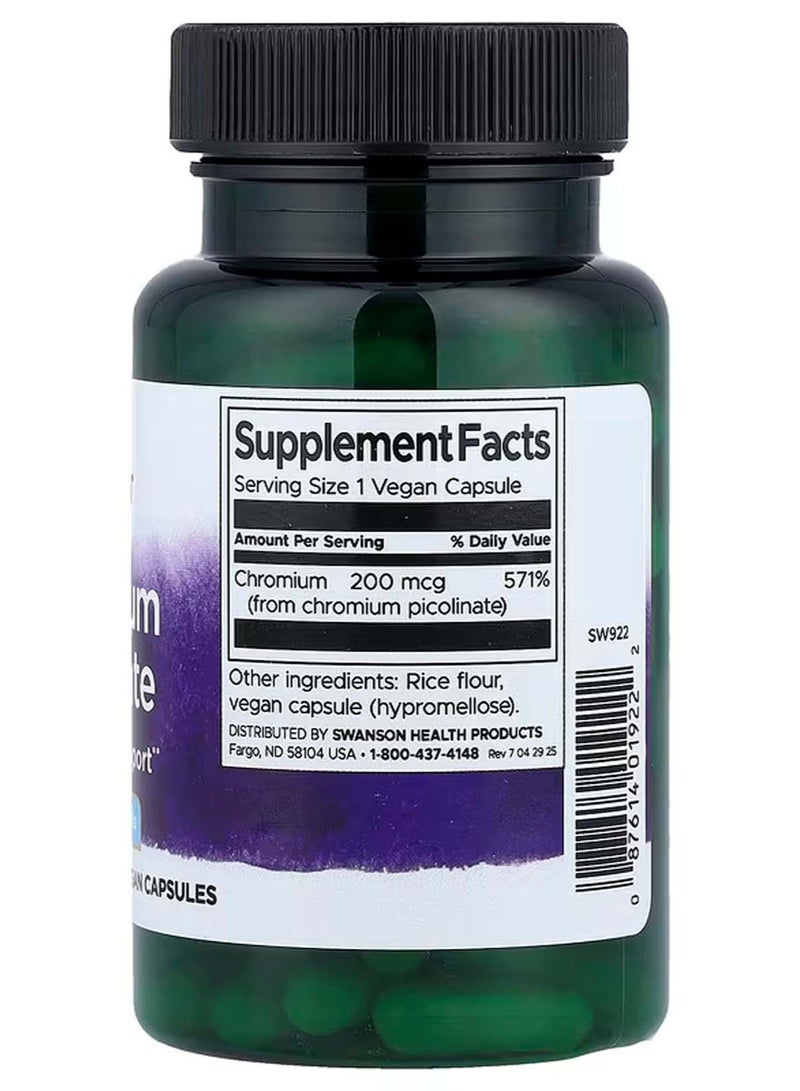 سوانسون بيكولينات الكروم، 200 مكجم، 100 كبسولة نباتية - Image 2