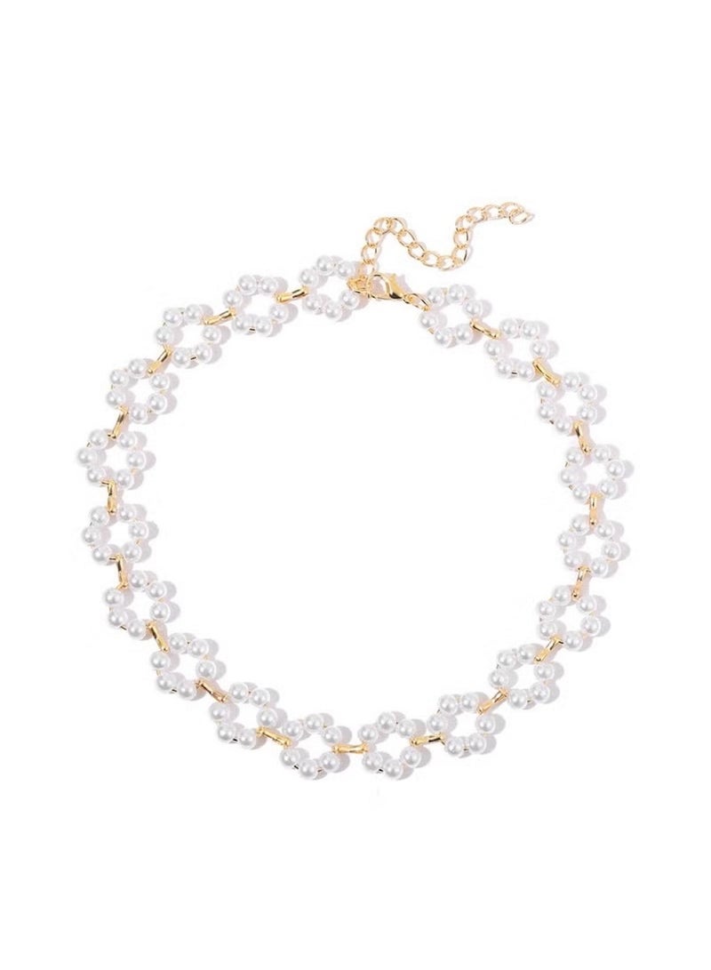 Huitich Elegant Pearl Branch Choker Necklace for Women – Alloy & Faux Pearl Design  - Image 1