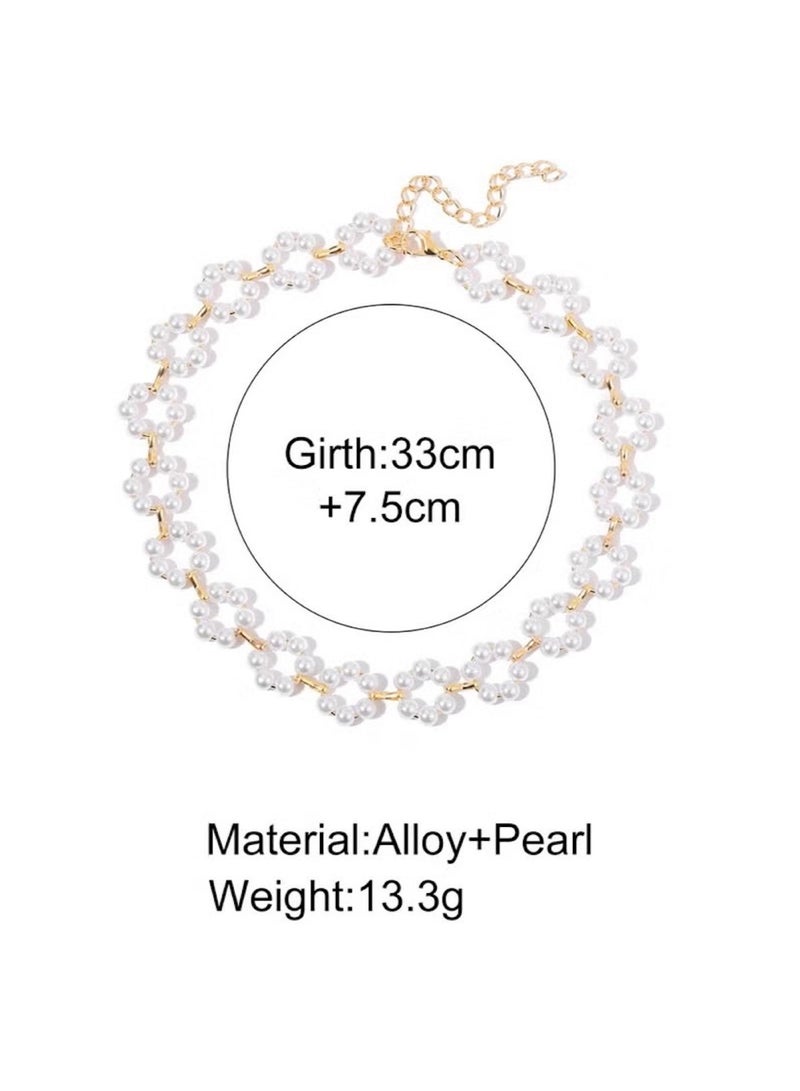Huitich Elegant Pearl Branch Choker Necklace for Women – Alloy & Faux Pearl Design  - Image 3