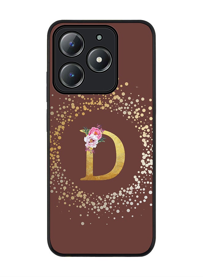 Stylizedd For Realme C63 / Realme C61 4G Case,Slim fit Camera Protection, Shockproof Thin Phone cover  - Custom Monogram Floral - D  (Brown ) - Image 1