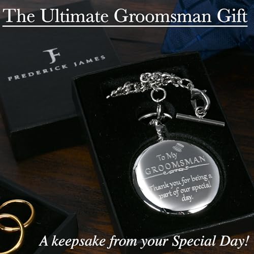 FJ FREDERICK JAMES Groomsmen Gifts for Wedding I Groomsman Gifts for Wedding - 'to My Groomsman' Pocket Watch I Groomsmen Proposal, Groomsmen Gift, Groomsman Gift I Set of 5 I Silver Etched - Image 2