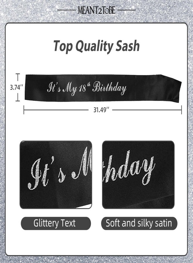 MEANT2TOBE 18th Birthday Sash and Tiara for Women - Fabulous Set: Glitter Sash + Waves Rhinestone Silver Premium Metal Tiara, 18th Birthday Gifts for Women Party - Image 3