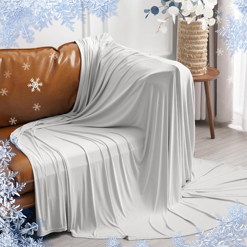 PHF Reversible Double Cooling Blanket Queen Size, Soft Arc-Chill Q-Max>0.5 Thin Summer Throw for Hot Sleepers,Breathable Lightweight Portable Silky Durable Single Layer for Home Office Travel Car,Grey - Image 1