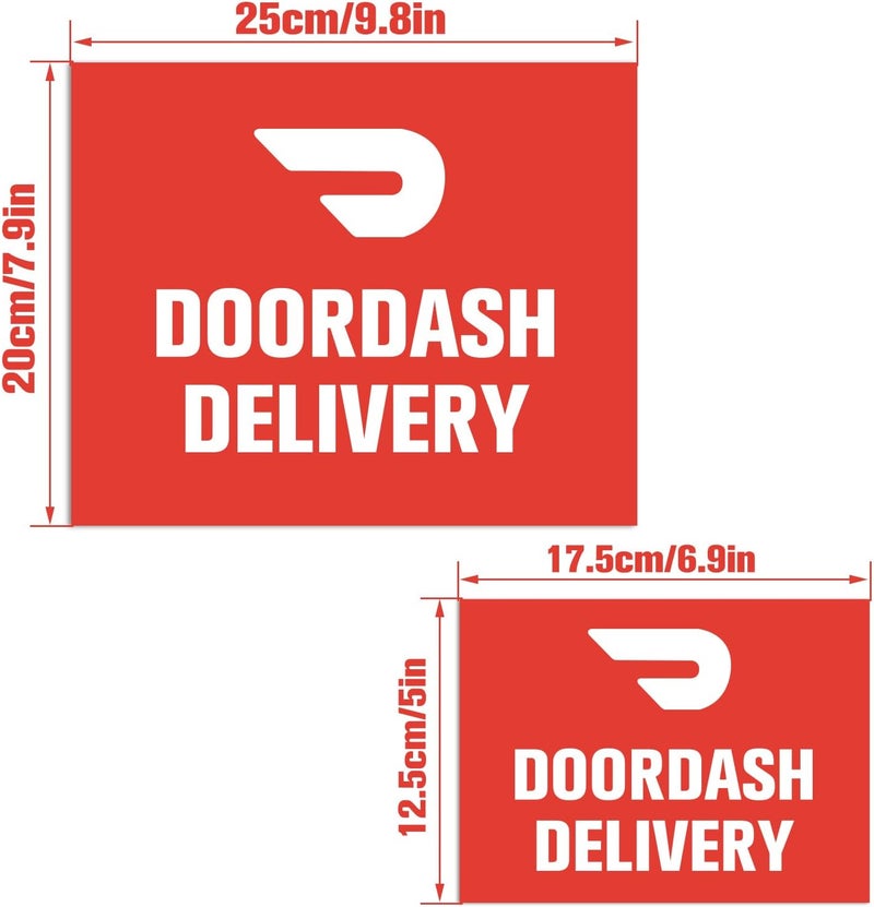 مجموعة من 3 لافتات مغناطيس السيارة DoorDash لسائقي التوصيل، ملصقات مغناطيسية للمركبات قابلة لإعادة الاستخدام والإزالة باللون الأحمر - Image 2