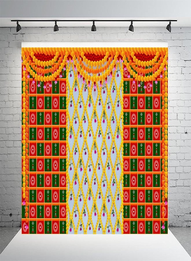 Dhara Creation Decorative Flowers (8ft - 10ft Backdrop Cloth for Decoration Pooja and for Festivals and Celebrations. (Washable Fabric - Image 1