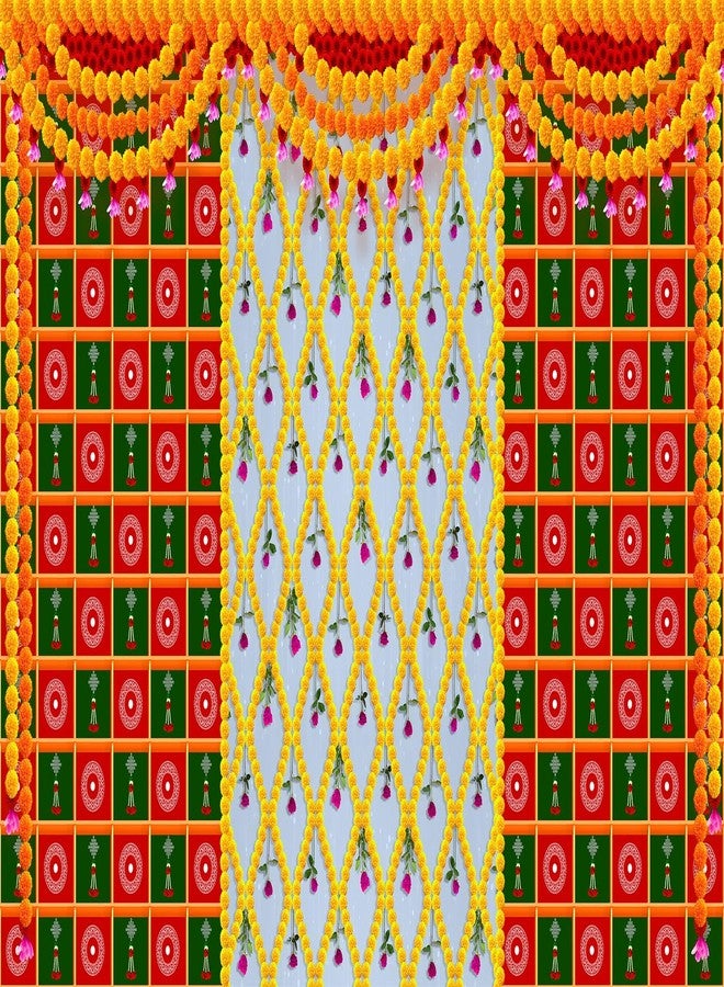 Dhara Creation Decorative Flowers (8ft - 10ft Backdrop Cloth for Decoration Pooja and for Festivals and Celebrations. (Washable Fabric - Image 4