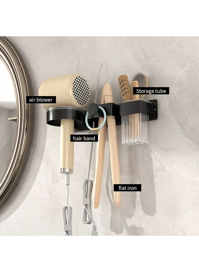 Wall Mounted Hair Dryer Holder Organizer For Curling Irons Straighteners Brushes Black - Image 4