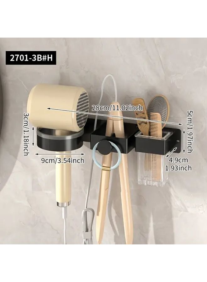 Wall Mounted Hair Dryer Holder Organizer For Curling Irons Straighteners Brushes Black - Image 3