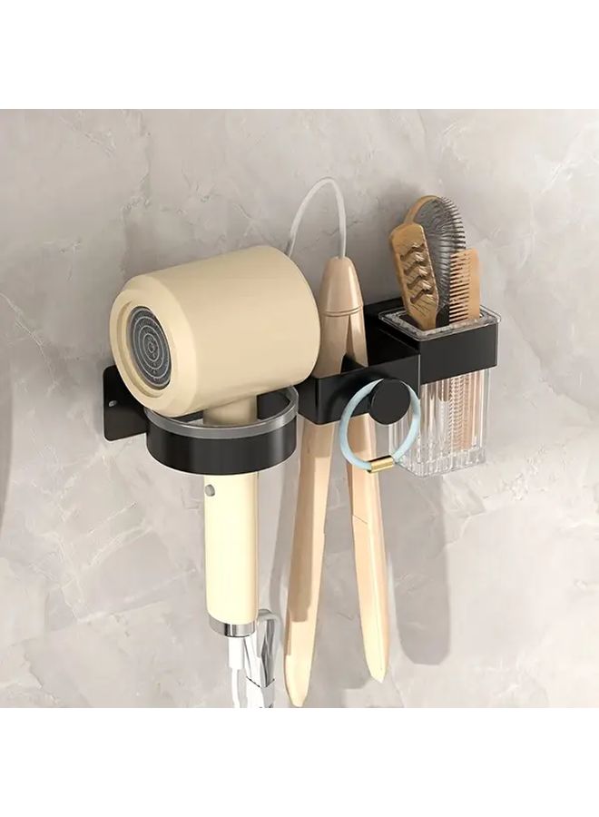 Wall Mounted Hair Dryer Holder Organizer For Curling Irons Straighteners Brushes Black - Image 1