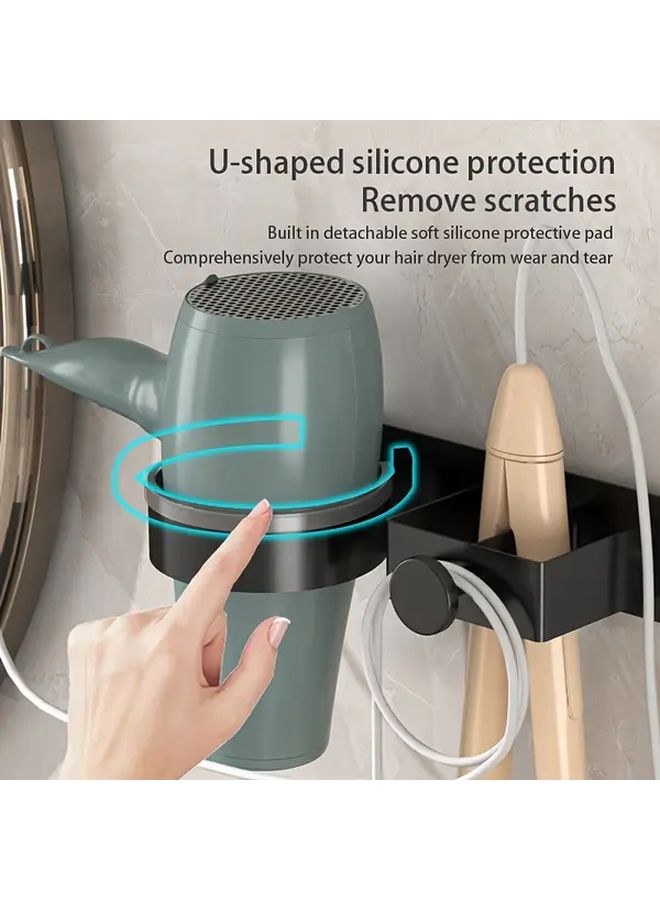 Wall Mounted Hair Dryer Holder Organizer For Curling Irons Straighteners Brushes Black - Image 5