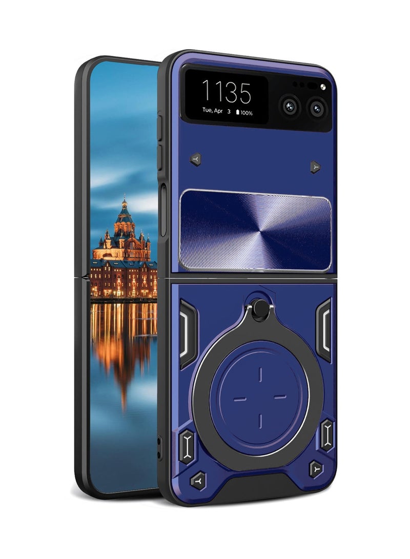 Mobile Phone Case Cover for Motorola Razr 40 5G, Slide Camera Lens Cover, 360°Rotating Kickstand Ring, Bumper Shockproof Phone Case，Compatible with Car Magnetic Mount