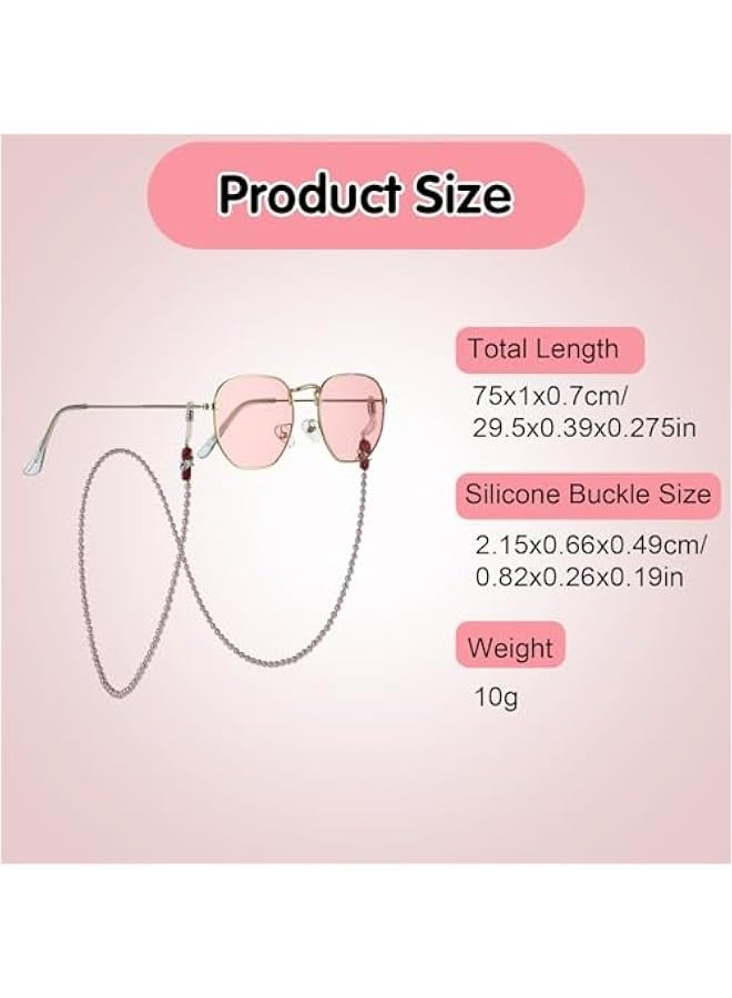 Generic Pink Eyeglass Chain for Women and Girls - Anti-slip Glasses Holder Necklace - Sunglasses Mask Lanyard  - Image 5