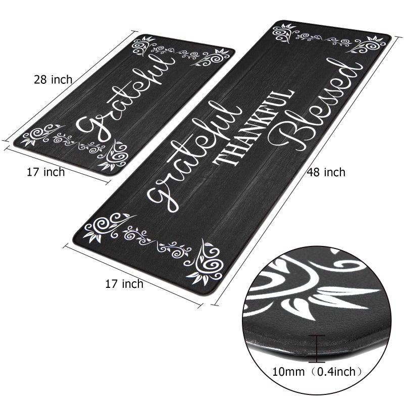 HEBE Anti Fatigue Kitchen Mat Set of 2 Non Slip Cushioned Kitchen Mats for Floor Waterproof Farmhouse Kitchen Rugs and Mats Set Comfort Standing Desk Mat Carpet for Sink,Office,Laundry - Image 5