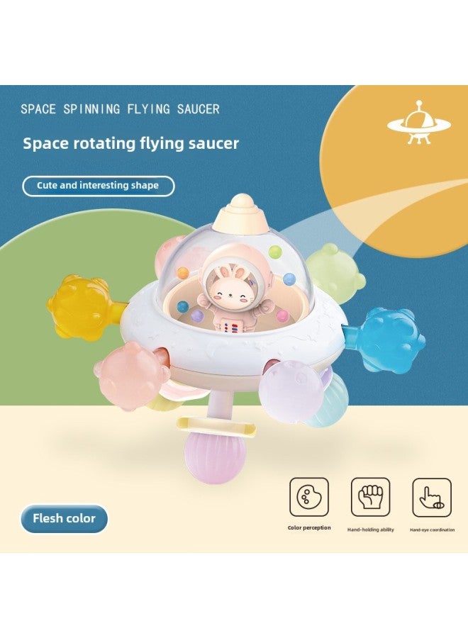 Manhattan Ball Space Rotating UFO Baby Hand Ball Toy 0-1 Years Old Gnawing Teether Training Grip-Color:Manhattan Ball Space Rotating UFO-flesh Color - Image 1