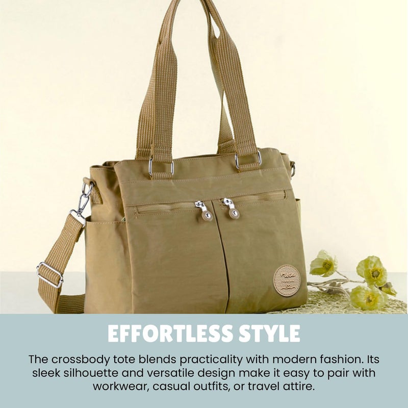 Moca Womens Casual Nylon Water Resistant Crossbody Tote Sling Handbag, Multi-Pocket Design with Adjustable Shoulder Straps for Work Travel Office, Everyday Use - Image 5