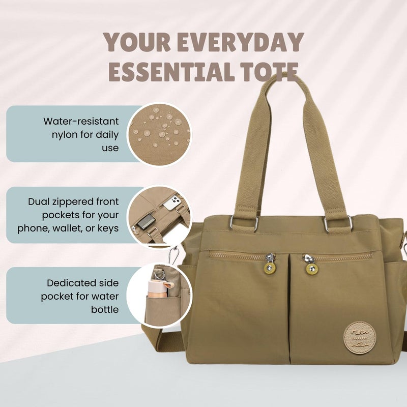 Moca Womens Casual Nylon Water Resistant Crossbody Tote Sling Handbag, Multi-Pocket Design with Adjustable Shoulder Straps for Work Travel Office, Everyday Use - Image 4