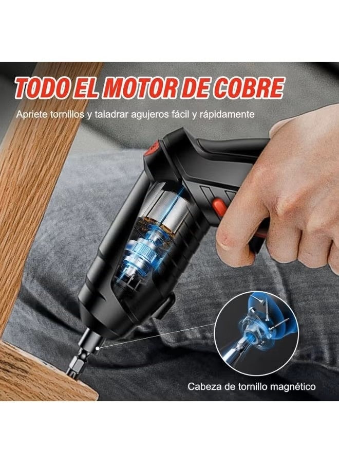 Heavy Duty Cordless Screwdriver Set, Electric with 47 Piece Accessories, LED Light, USB Charging Cable, Mini Rechargeable Battery with Swivel Handle and Carry Case suitable for different Bolts Nuts - Image 5