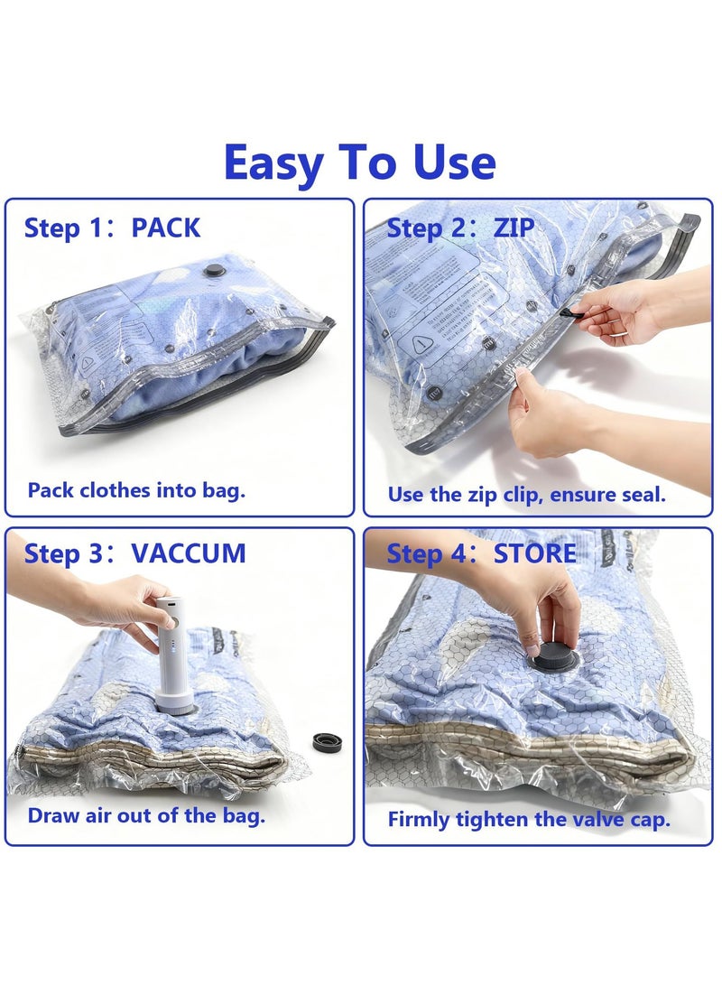Vacuum Bags for Travel with Rechargeable air Pump, 15 Pack Compression Packing Seal Bag for Luggage and Suitcase, 5 Small + 5 Medium + 5 Large Space Saver Bags for Clothing Travel - Image 4