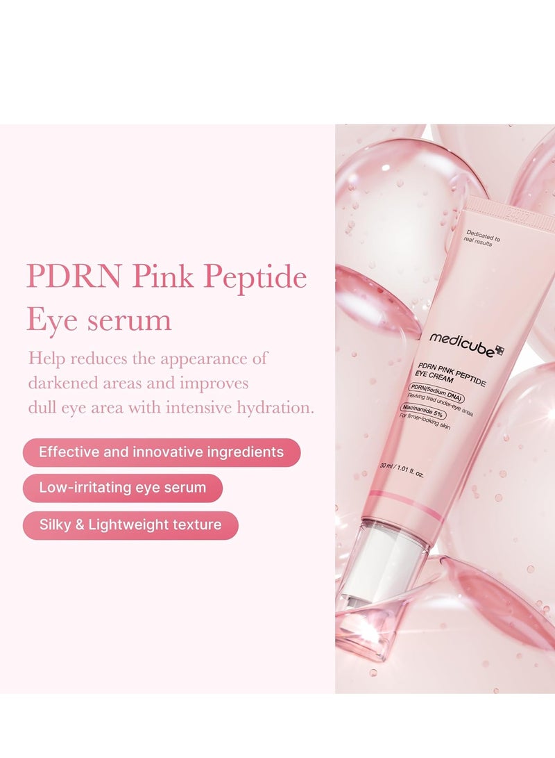 ميديكيوب مصل العين Salmon DNA PDRN Pink Peptide مع النياسيناميد ورتينول نقاء 99٪ للخطوط الدقيقة ، لون البشرة غير المتكافئ ، العناية بالبشرة الكورية 1.01 أونصة سائلة  - Image 2