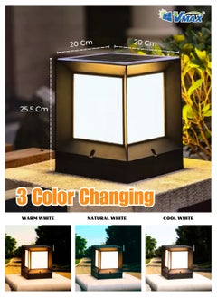 Vmax Solar LED Outdoor Deck Light Solar Deck Lighting Outdoor Solar Lamp LED Deck Light Outdoor Solar Lighting Solar Pathway Light Solar Garden Light Solar Yard Light Pier Mount Light Solar Post Cap Light Solar Column Light 4-Sided Solar Light 360° Lighting Solar Lamp  - Image 3