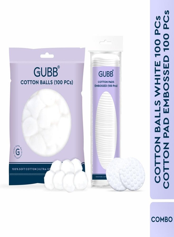 GUBB Hypoallergenic 100% Cotton Balls and Emobossed Cotton Pads for Face Cleansing & Makeup Removal - Deeply Cleanses | Removes Dirt | Soft on Skin & Safe on Skin | Can Be Used or Arts & Crafts | Can Be Used for Babies, White - 100 Pcs Each - Image 2