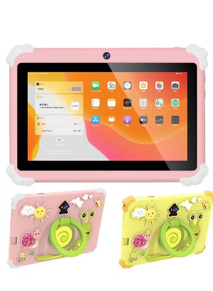 7-Inch Smart Tablet N701 for Kids Wi-Fi Bluetooth GPS Android 12 6GB Ram 128GB Rom Edge Proof Children Education Tab with Built-in Foldable Stand Dual Camera Game Tab - Blue