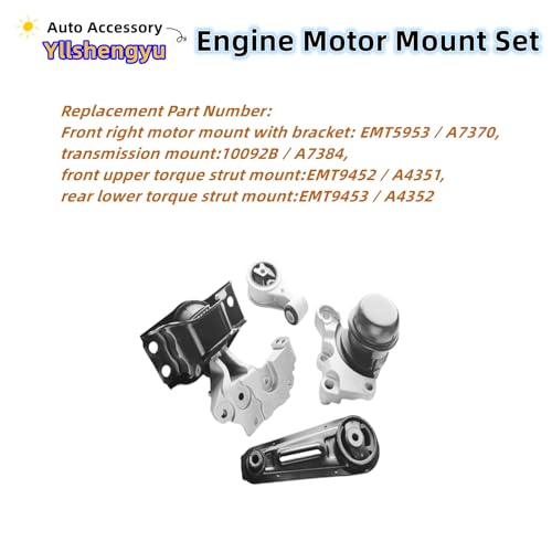 Yllshengyu 4Pcs Engine Motor Mount Kit - Compatible with Nissan Rogue 2008-2013 & Rogue Select 2014-2015 2.5L 2WD, Replaces A7370 A7384 A4351 A4352 - Image 3