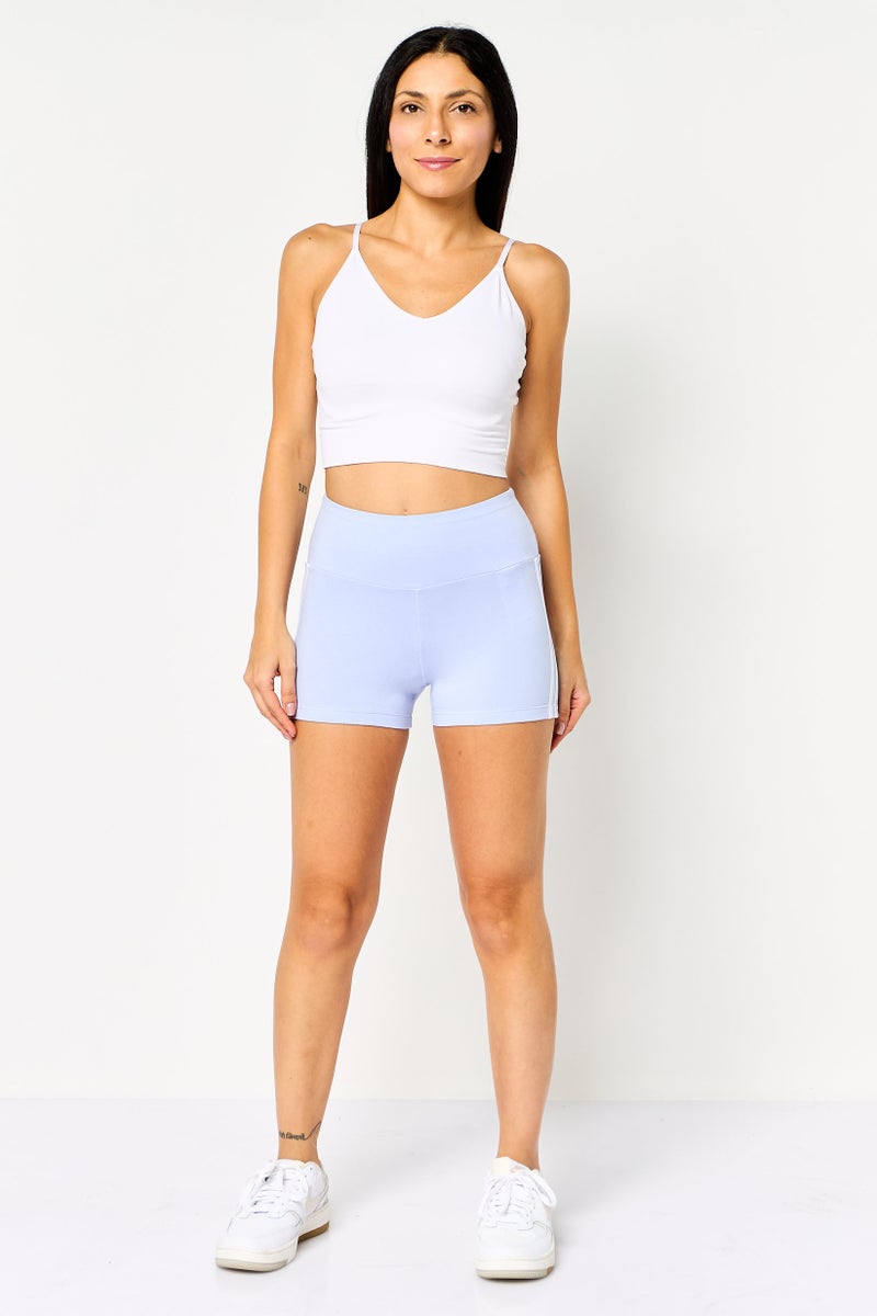 adidas Originals Women Sportswear Fit Brand Logo Training Shorts, Lavender - Image 2