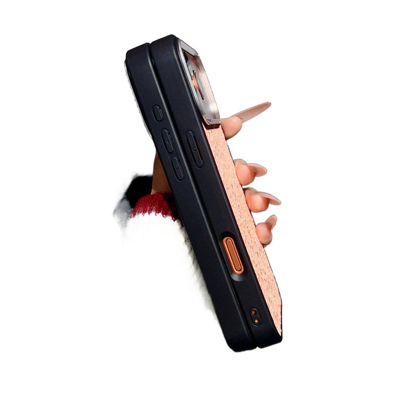 MS غطاء واقي بPC لـ iPhone 16 / 16 Plus / 16 Pro / 16 Pro Max مع حماية من السقوط وملمس جلد لؤلؤي مع مقاوم للصدمات مع بريق مرصع بالألماس باللون أصفر - Image 5