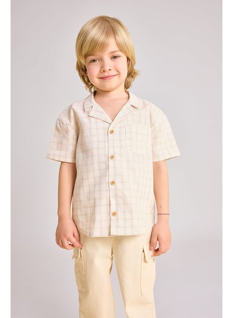 Babyboy Regular Fit Apache Neck Woven Short Sleeve Shirt