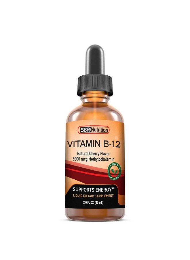 SBR Nutrition قطرات سائلة تحت اللسان من فيتامين ب12 ميثيلكوبالامين فيت ب 12 تدعم الطاقة أقصى امتصاص 3000 ميكروغرام لكل حصة 60 حصة صديقة للنباتيين خالية من الكائنات المعدلة وراثيًا مصنوعة في الولايات المتحدة - Image 1