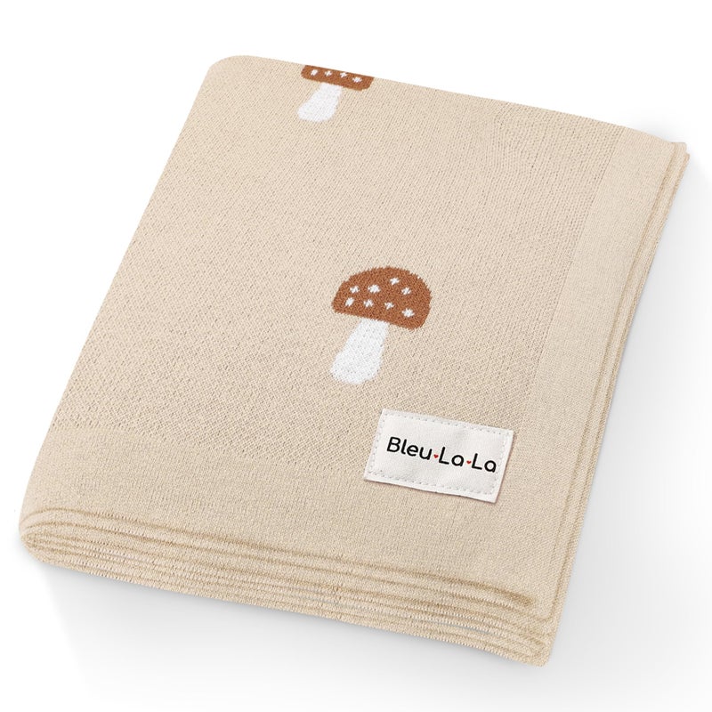 Bleu La La Unisex Baby Swaddle Blanket 100 Cotton Buttery Soft Cozy Receiving Swaddle Crib Stroller Blanket for Shower Gift Registry for Newborns Infants Toddlers Mushroom  Cream