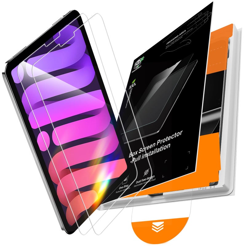 PandaShield 2 Pack for iPad Mini 8.3"(A17 Pro 7th/6th Gen 2024/2021)9H+ Tempered Glass Screen Protector with Easy-Install[12FT Grade Shatterproof]Apple Pencil Compatible,HD Clarity,Scratch Resistant - Image 1