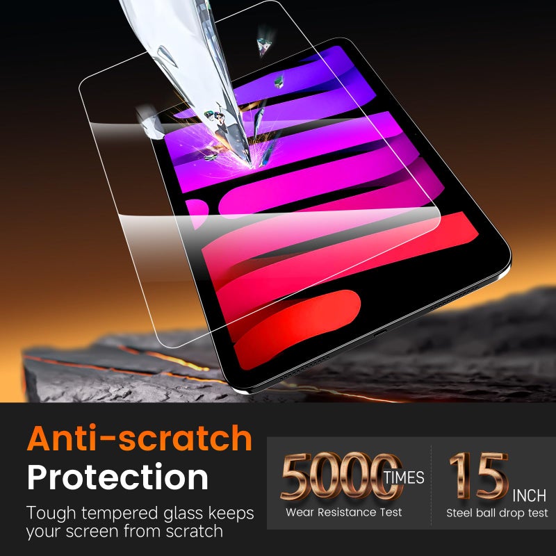 PandaShield 2 Pack for iPad Mini 8.3"(A17 Pro 7th/6th Gen 2024/2021)9H+ Tempered Glass Screen Protector with Easy-Install[12FT Grade Shatterproof]Apple Pencil Compatible,HD Clarity,Scratch Resistant - Image 4