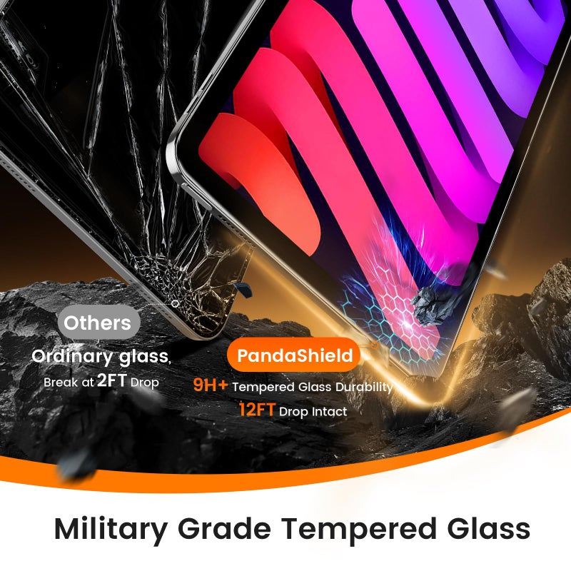 PandaShield 2 Pack for iPad Mini 8.3"(A17 Pro 7th/6th Gen 2024/2021)9H+ Tempered Glass Screen Protector with Easy-Install[12FT Grade Shatterproof]Apple Pencil Compatible,HD Clarity,Scratch Resistant - Image 5